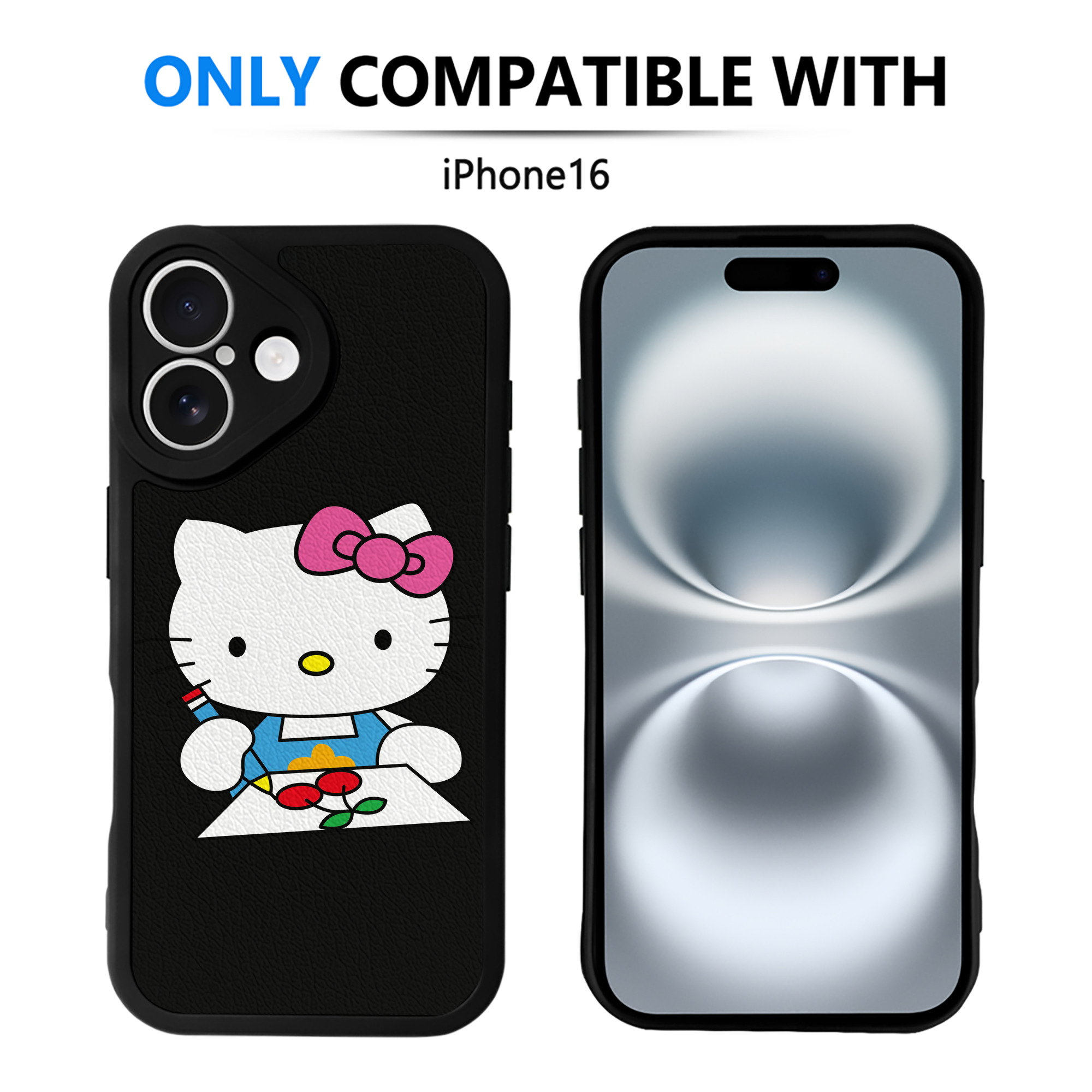 （画像用） Hello Kitty ハローキティ 【iPhone 16シリーズ対応】シリコンスマホケース（レザー調） 材質：シリコン